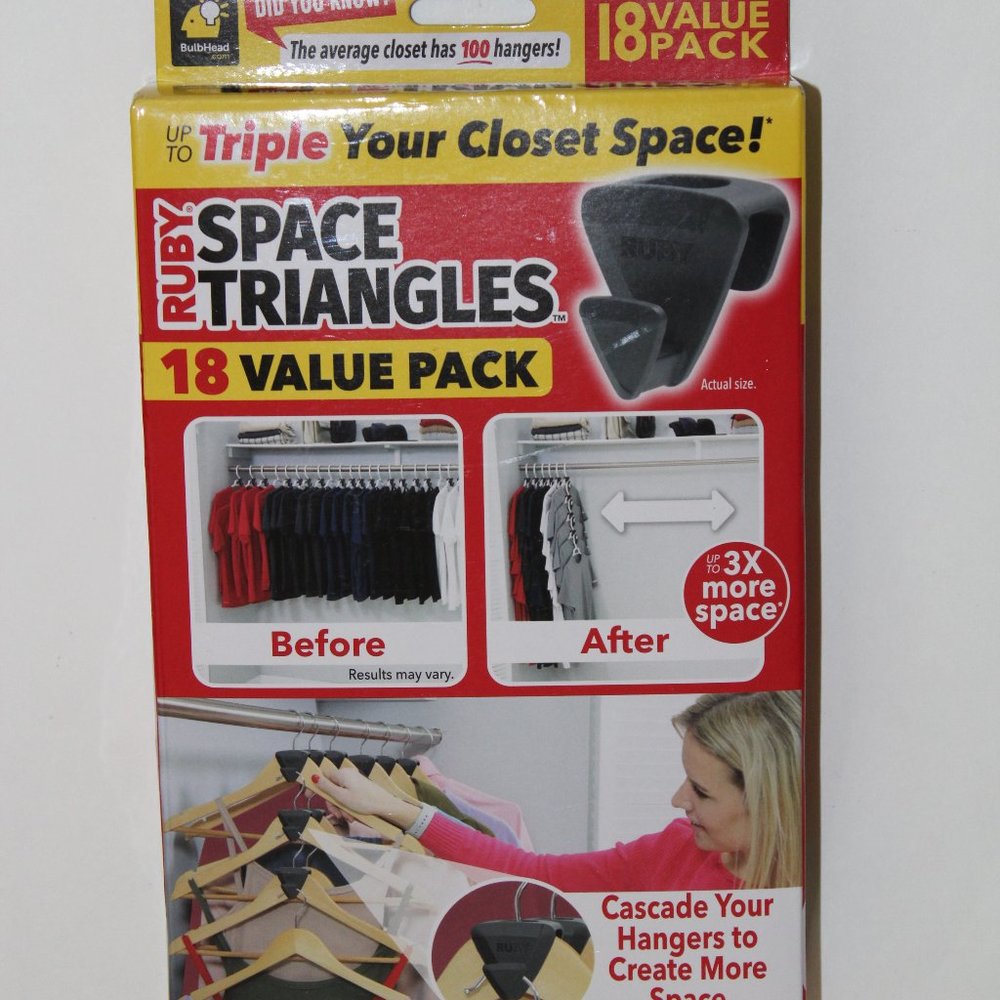 Ruby Space Triangles Closet Space Saver Strong Plastic Black 18 Pack